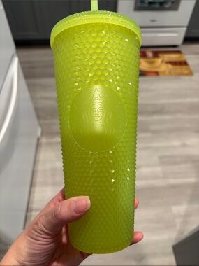 Starbucks Neon Lime Green Glow in the dark Studded Tumbler with Straw